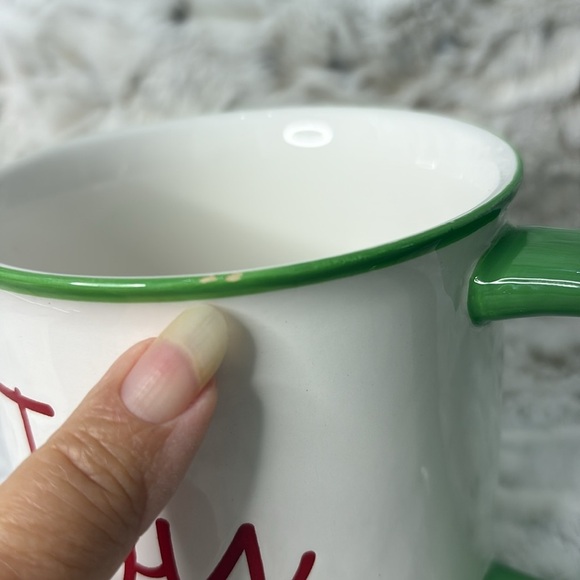Sleigh Bell Bistro Joy Large Mug with Green Handle. Ceramic - Picture 5 of 8